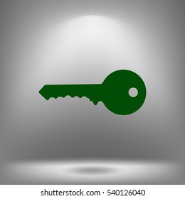 Flat paper cut style icon of an old key. Vector illustration