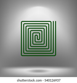 Flat paper cut style icon of floor heating. Vector illustration