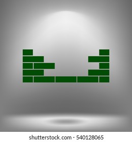 Flat paper cut style icon of brickwork fragment. Vector illustration