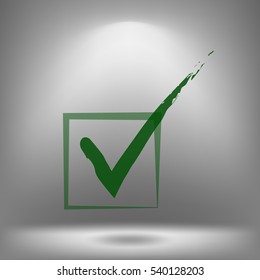 Flat paper cut style icon of check box. Vector illustration