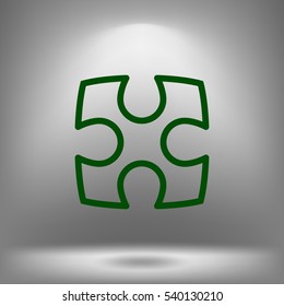 Flat paper cut style icon of puzzle part