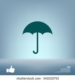 Flat paper cut style icon of umbrella. Vector illustration