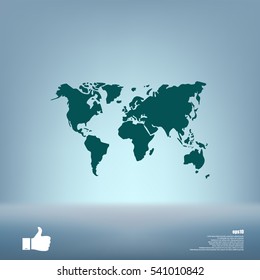 Flat paper cut style icon of World Map. Vector illustration