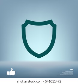 Flat paper cut style icon of a shield. Vector illustration