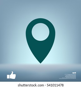 Flat paper cut style icon of map pointer vector illustration