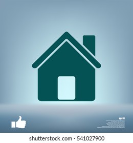 Flat paper cut style icon of house. Vector illustration