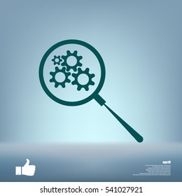 Flat paper cut style icon of magnifier. Vector illustration