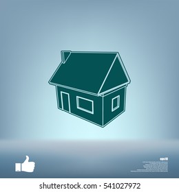 Flat paper cut style icon of house model vector illustration