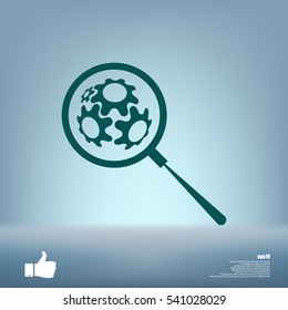 Flat paper cut style icon of magnifier. Vector illustration