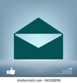 Flat paper cut style icon of envelope. E-mail symbol