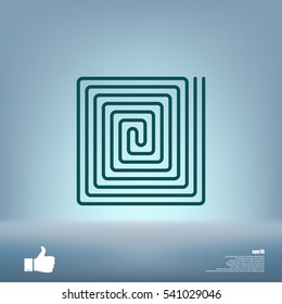 Flat paper cut style icon of floor heating. Vector illustration