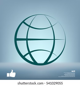 Flat paper cut style icon of globe. Vector illustration
