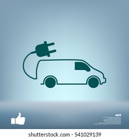 Flat paper cut style icon of an eco car. Vector illustration