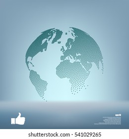 Flat paper cut style icon of globe. Vector illustration
