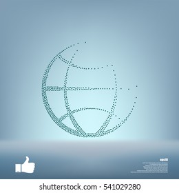 Flat paper cut style icon of globe. Vector illustration