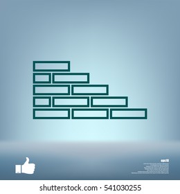 Flat paper cut style icon of brickwork fragment. Vector illustration