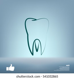 Flat paper cut style icon of tooth. Dentistry symbol icon vector illustration