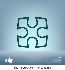 Flat paper cut style icon of puzzle part