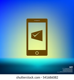 Flat paper cut style icon of Short Message. Vector illustration