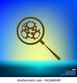 Flat paper cut style icon of magnifier. Vector illustration