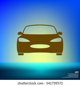 Flat paper cut style icon of a car. Vector illustration
