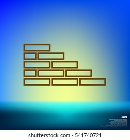 Flat paper cut style icon of brickwork fragment. Vector illustration