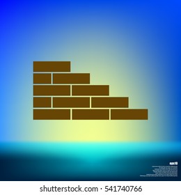 Flat paper cut style icon of brickwork fragment. Vector illustration