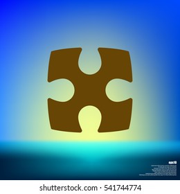 Flat paper cut style icon of puzzle part