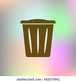 Flat paper cut style icon of trash can. Vector illustration