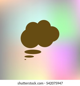 Flat paper cut style icon of thought cloud. Vector illustration