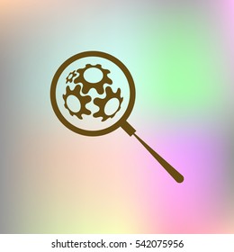 Flat paper cut style icon of magnifier. Vector illustration
