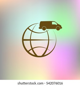 Flat paper cut style icon of vehicle. Delivery car symbol vector illustration