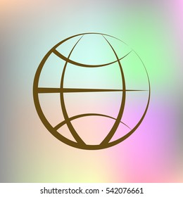 Flat paper cut style icon of globe. Vector illustration