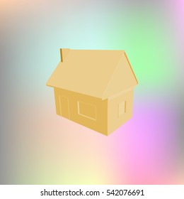 Flat paper cut style icon of house model vector illustration
