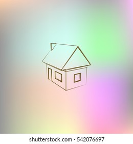 Flat paper cut style icon of house model vector illustration