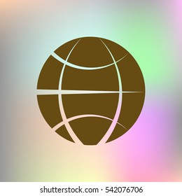 Flat paper cut style icon of globe. Vector illustration