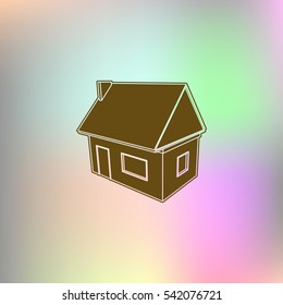 Flat paper cut style icon of house model vector illustration