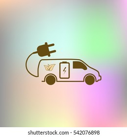 Flat paper cut style icon of an eco car. Vector illustration
