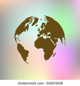 Flat paper cut style icon of globe. Vector illustration