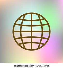 Flat paper cut style icon of globe. Vector illustration
