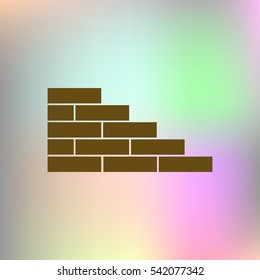 Flat paper cut style icon of brickwork fragment. Vector illustration
