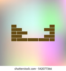 Flat paper cut style icon of brickwork fragment. Vector illustration