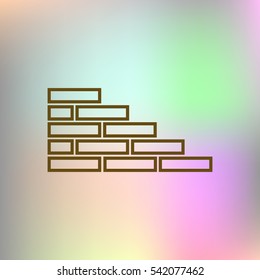 Flat paper cut style icon of brickwork fragment. Vector illustration