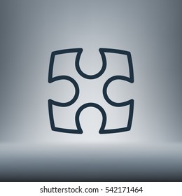 Flat paper cut style icon of puzzle part