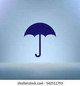 Flat paper cut style icon of umbrella. Vector illustration