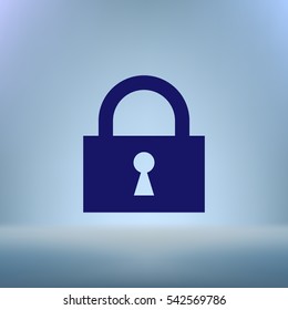 Flat paper cut style icon of a lock. Vector illustration