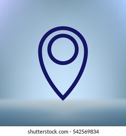 Flat paper cut style icon of map pointer vector illustration