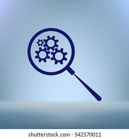 Flat paper cut style icon of magnifier. Vector illustration