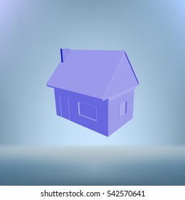 Flat paper cut style icon of house model vector illustration