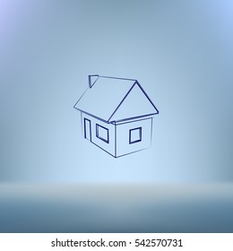 Flat paper cut style icon of house model vector illustration